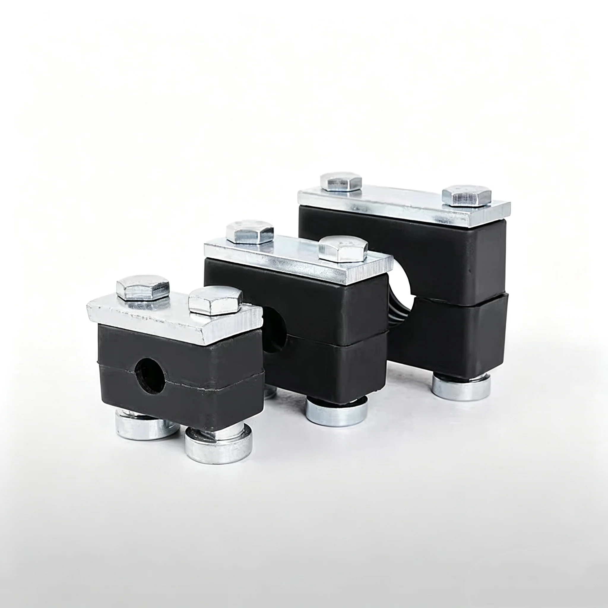 2PCS Black Heavy-Duty High-Temperature Resistant Single-Hole Pipe Clamp Guide Rail Tube for Durable Fixation