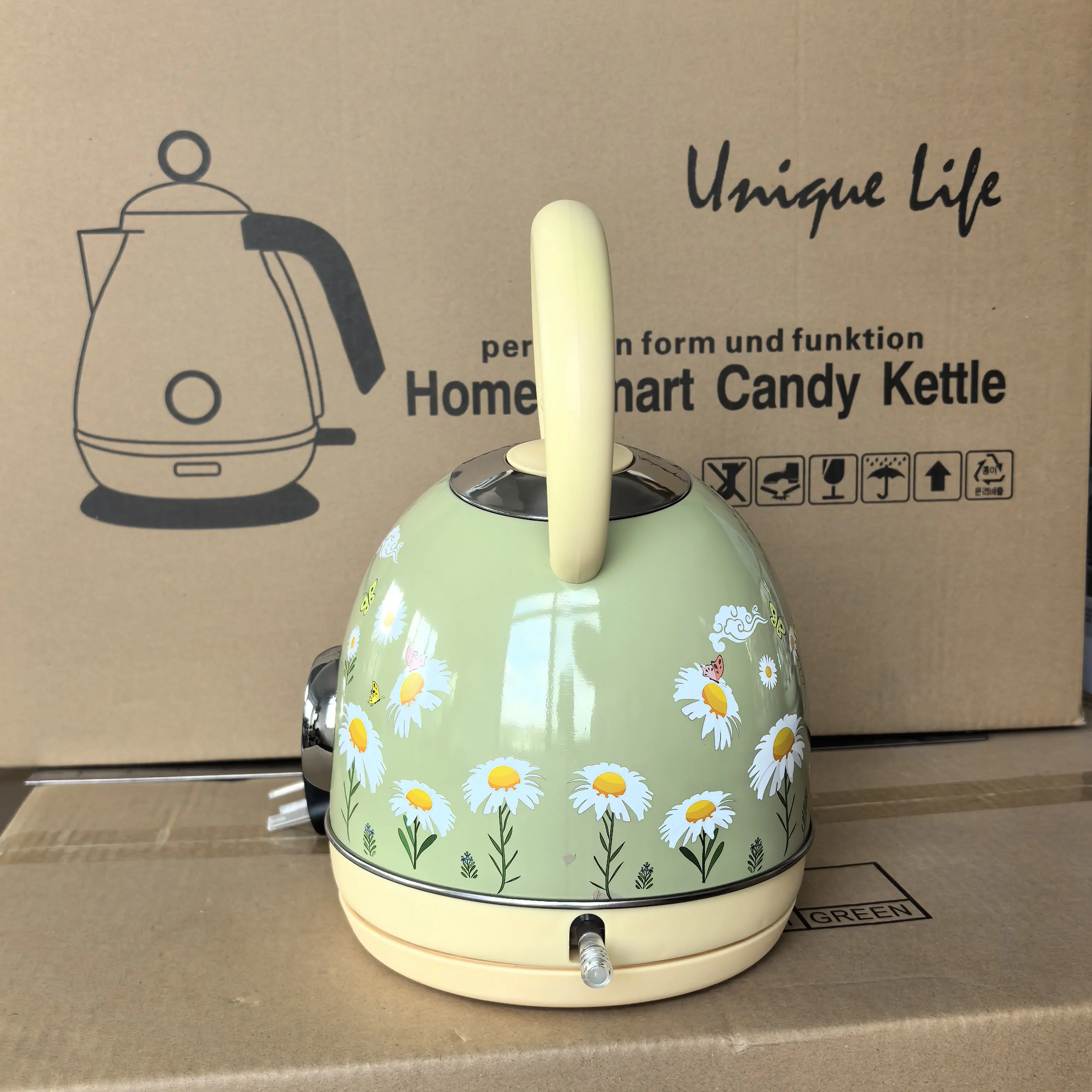 1850W Euro Style Electric Kettle Retro 304 Stainless Steel Boil Kettle With Temperature Display Electric Teapot Auto Shut-off 1.