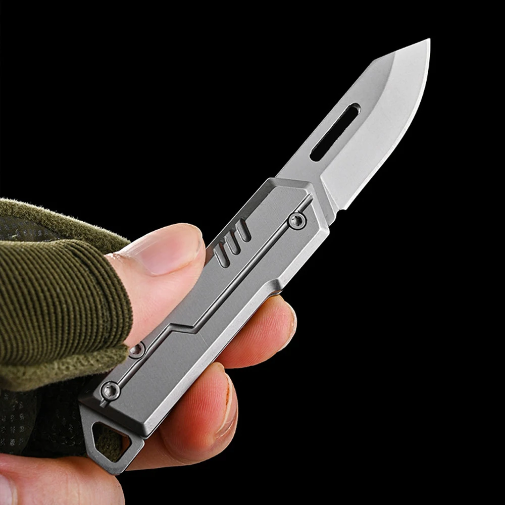 EDC Multitool Keychain Knife For Man D2 Steel Small Pocket Knifes Folding Tiny Box Cutter Portable Outdoor Camping Mini Knives