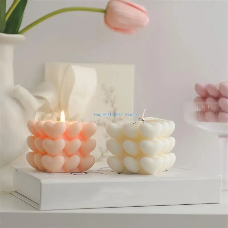 

H05E Heart Bubble Cube Resin Moulds Bubble Silicone Molds Valentine's Day Gift