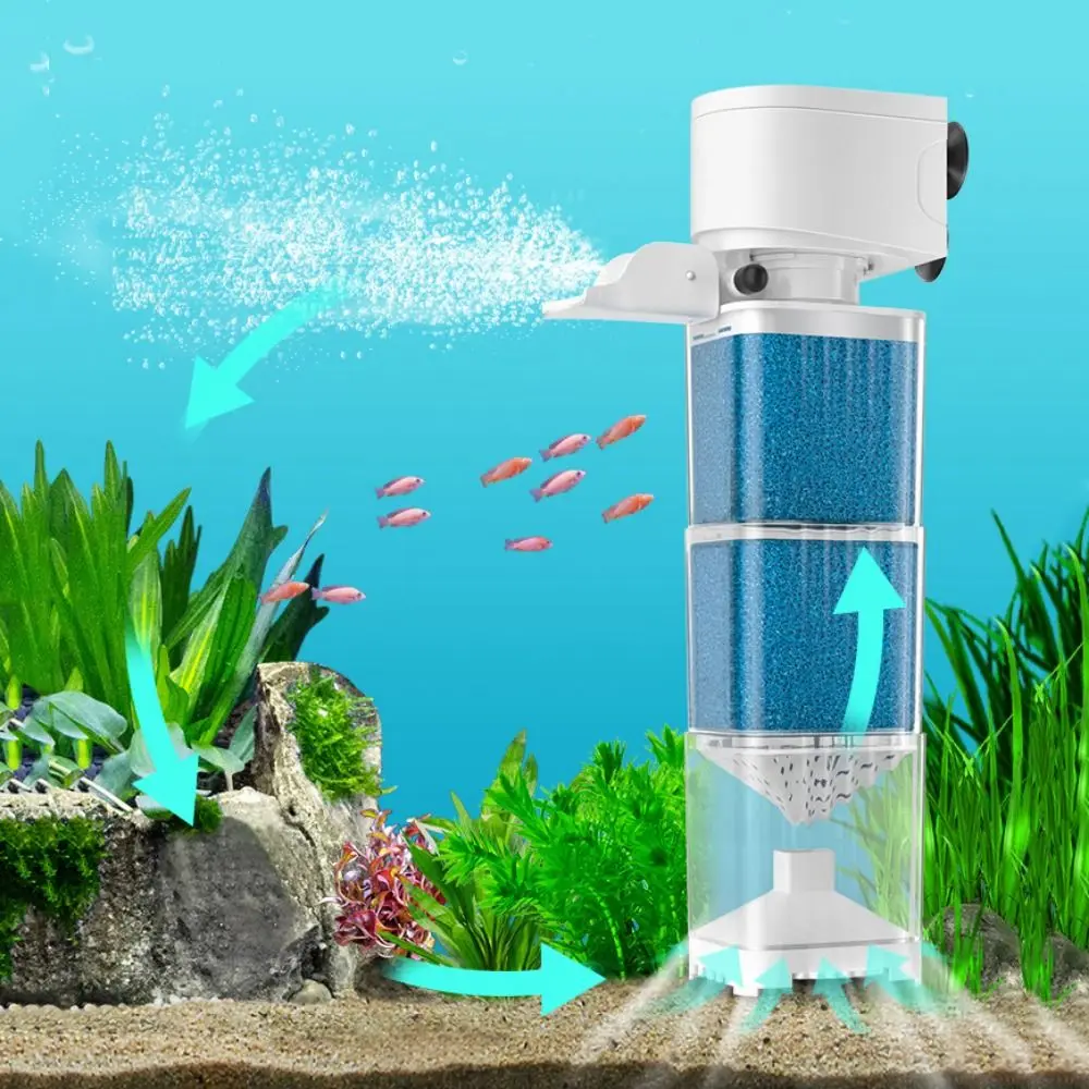 Mute Fish Tank Submersible Filter Removable Plastic Suction Toilet Water Circulation Pump Built-in Filter
