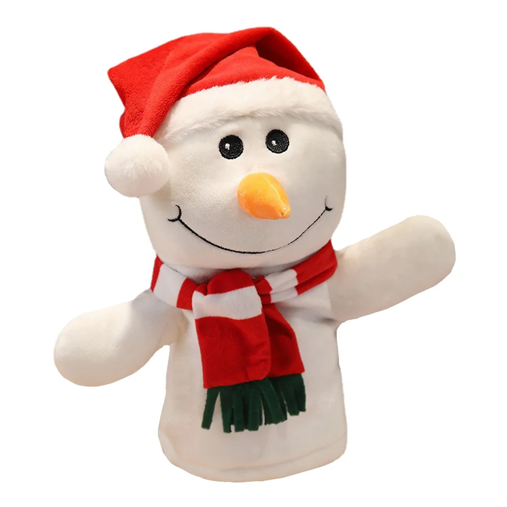 Burattino a mano di Babbo Natale Mini peluche Pupazzo di neve Giocattolo per dita per bambini Cuscino genitore-figlio