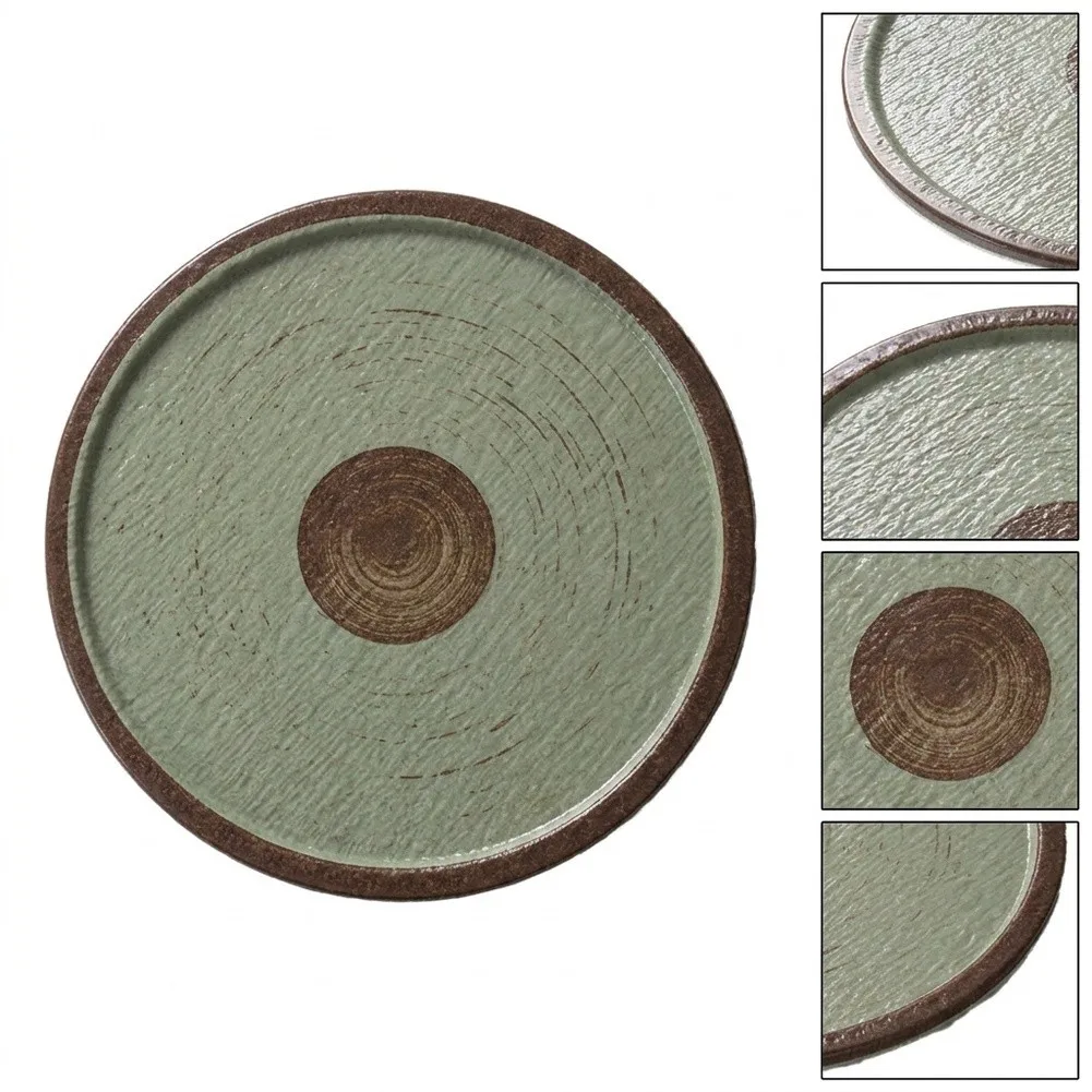 Rustic Salad Plates Melamine Round Plates for Assorted Cold Vegetables Lightweight Construction Light Green Body