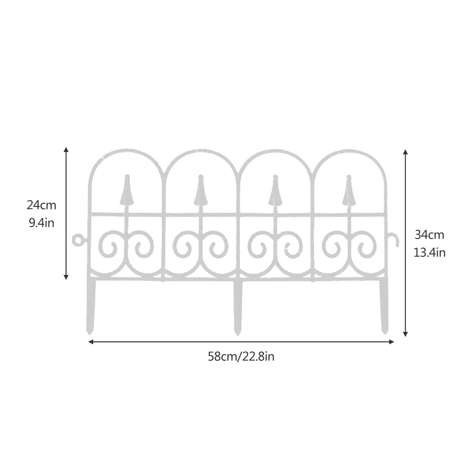 Valla de plástico de estilo europeo, barrera de Metal para perros de 5 piezas, borde de césped para paisaje, Patio al aire libre, alambre decorativo para jardín, 58x34cm