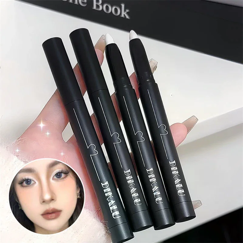 DIKALU Shiny Pearl Lidschattenstift, weiß, matt, glitzernd, Eyeliner-Stift, wasserdicht, lang, erhellt die Augen, liegend, Seidenraupe-Stick-Make-up