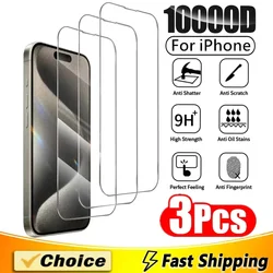 3Pcs Tempered Glass For iPhone 15 11 12 14 Pro Max 14 15 Plus Screen Protector For iPhone 13 Mini XR X XS MAX Protective Glass