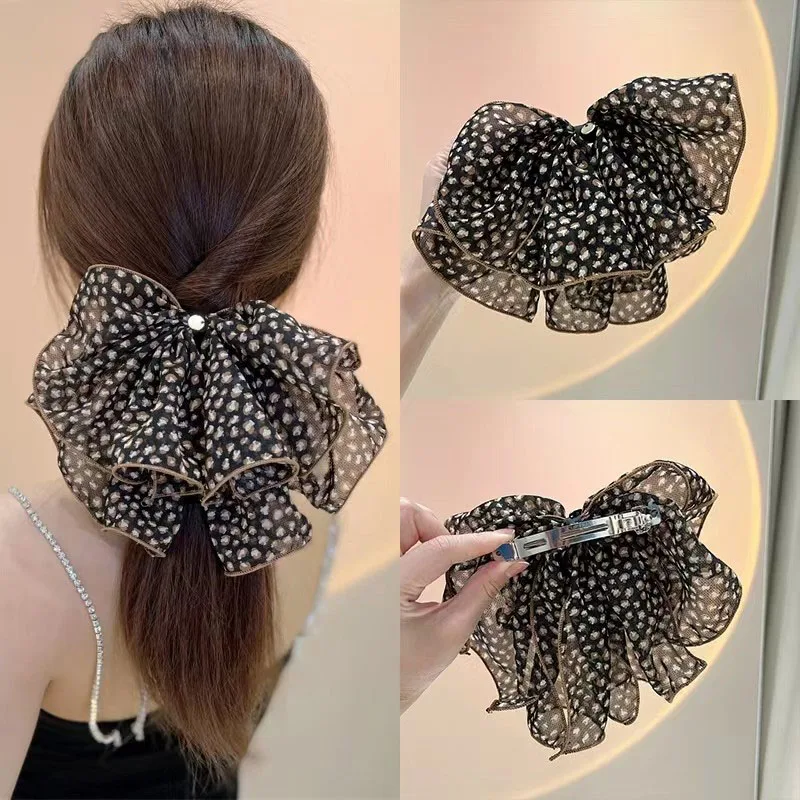 

Women Fashion Hairpins cloth Ribbon Bowknot Hair Clips Elegant Girl Printed Floral Ponytail Hair Clip Headwear Hair Accessories