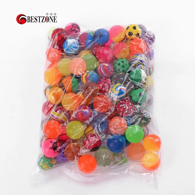 100Pcs NO.32MM 30MM Elastic Ball High Bounce Bouncing Ball can flow on the water Rubber Many kinds of styles For Children Kids