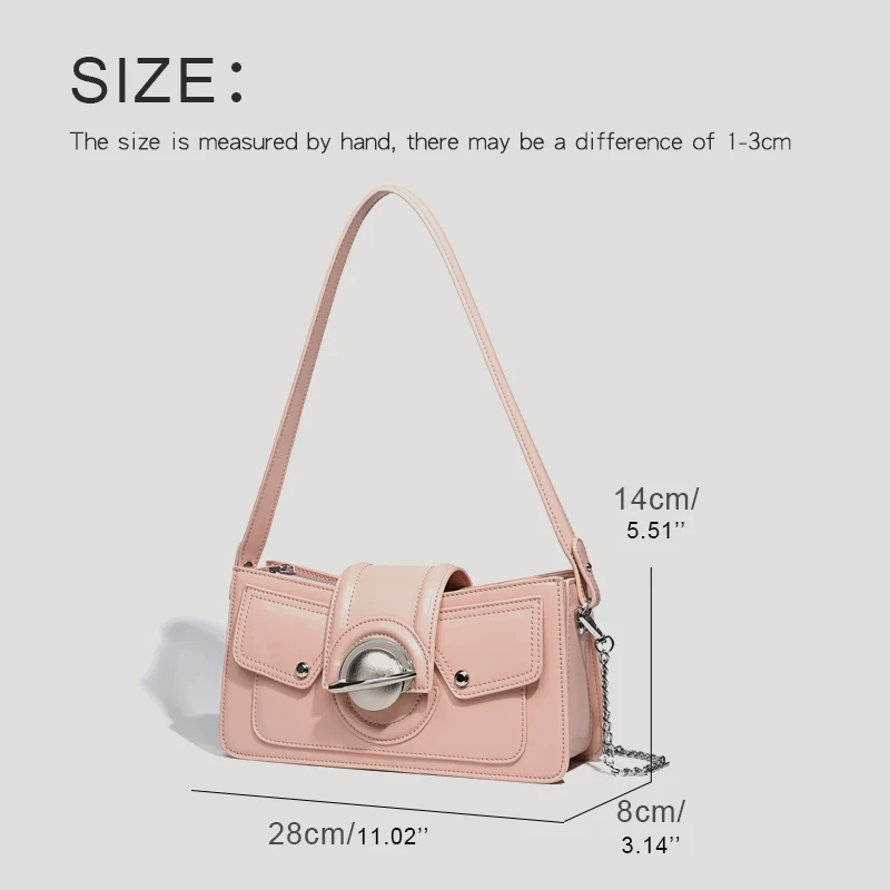 Fashion Bag For Women Luxury Designer Rock Handbags And Purses 2023 New In Upscale PU Sheet Metal Rivet Trim Stitching Shoulder