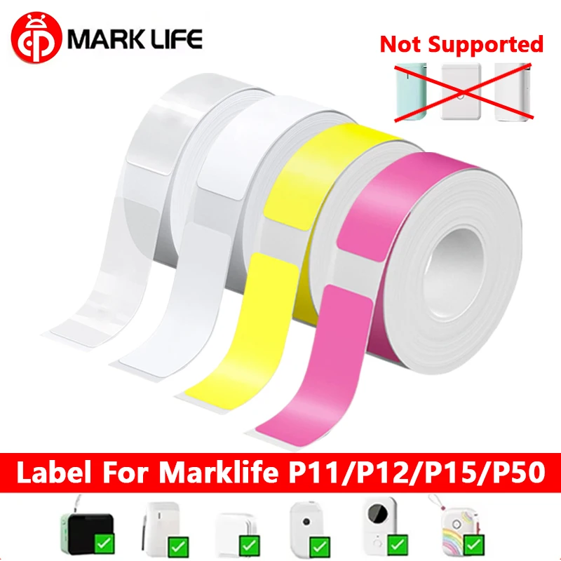 

Marklife 1Roll Thermal Label White/Color/Transparent Self-adhesive Paper For Marklife P15/P12/P11 Thermal Printer Tag Printing