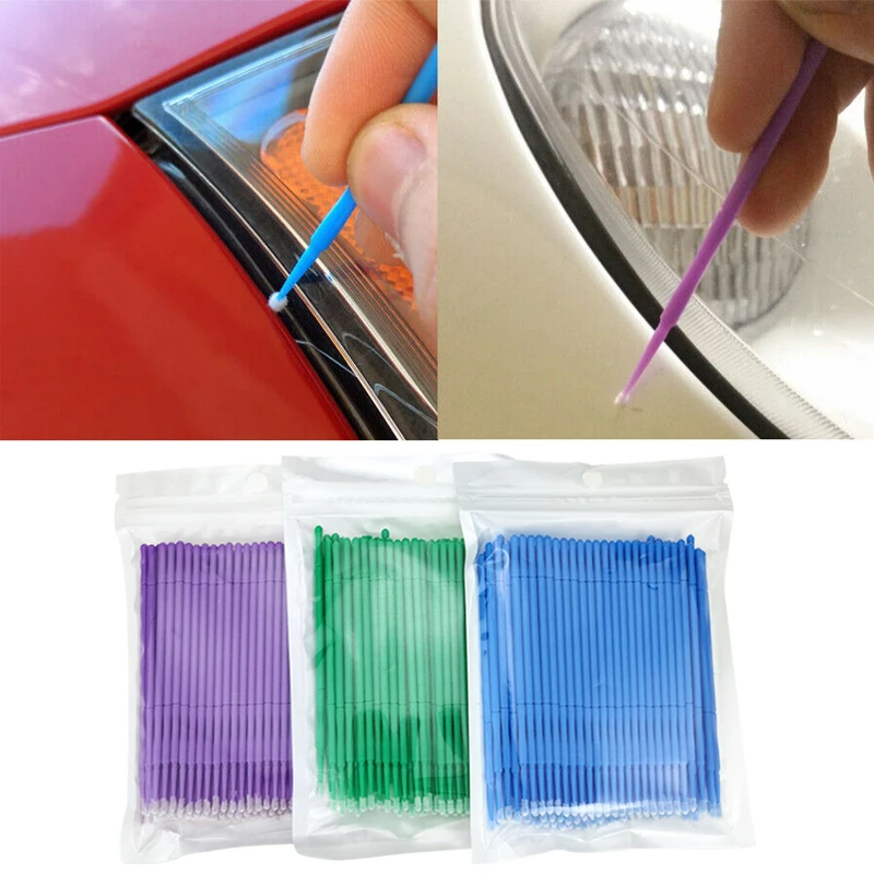 100pcs Brushes Paint Touch-up Up Paint Micro Brush Tips Auto Mini Head Brush Car Parts Head Mini Spray Car Applicator Stick