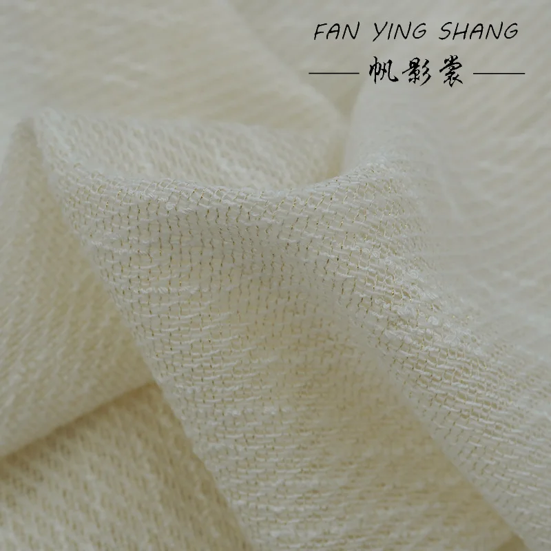 

2025: бежевая жаккардовая золотая шерстяная твидовая ткань для пальто, жилета Telas Para Costura Tissus Couture ткань, материал для шитья