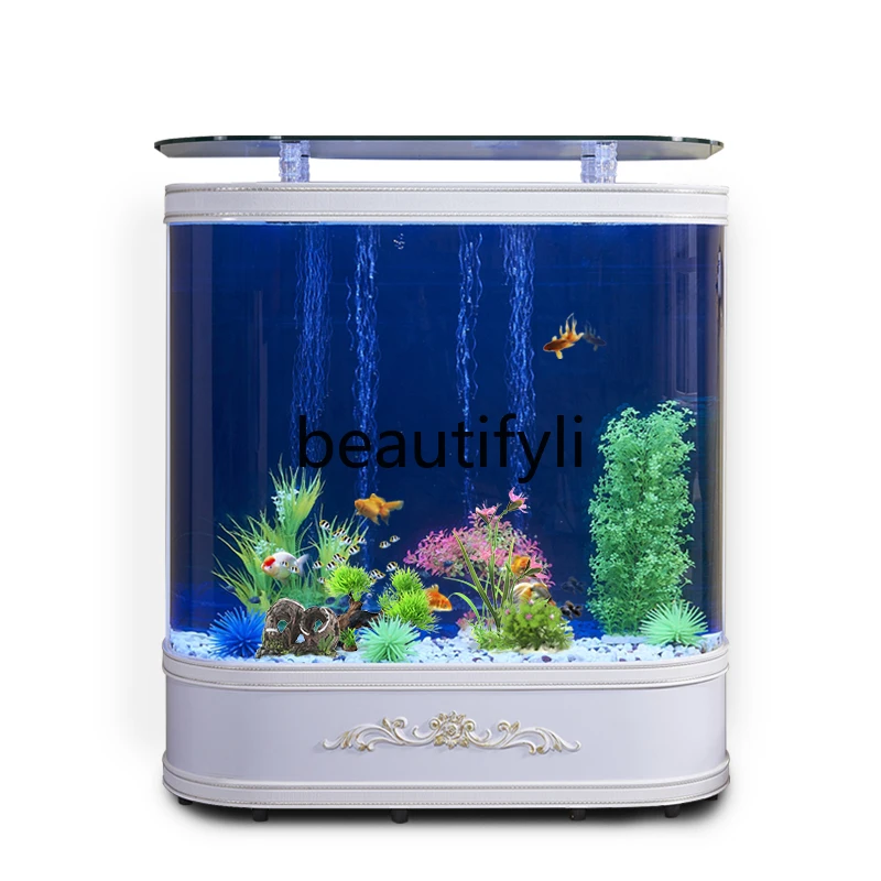 Round fish tank aquarium 1.2 meters water-free ecological glass bar large goldfish tank