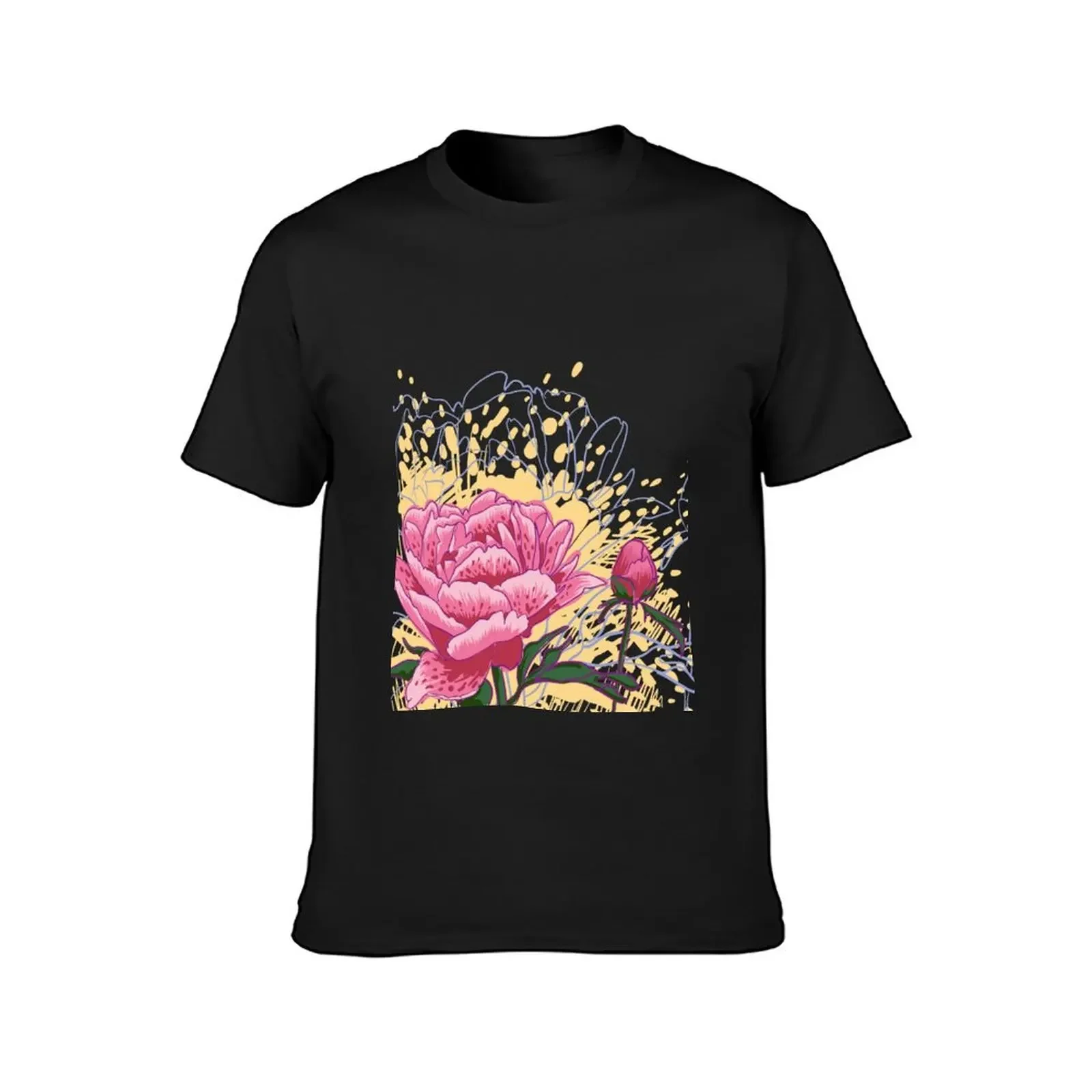 peony flowers T-Shirt customs anime figures street wear tees mens shirts graphic tee