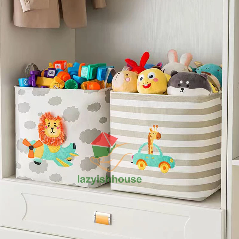 Folding Storage Basket Linen Storage Fabric Wardrobe Office Bedroom Closet Toys Laundry Basket With Handle Storage Organizer new