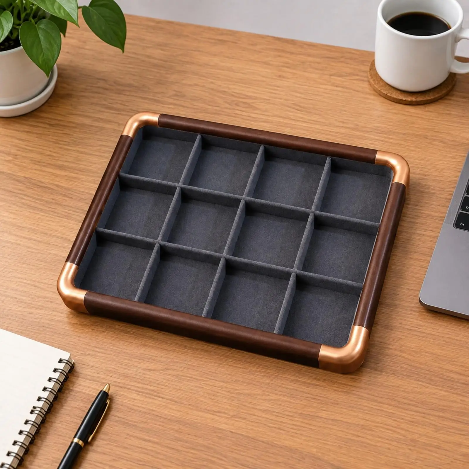 Wooden Jewelry Tray Organizer with Divided Sections for Necklace Display Stand Earrings Bracelets Rings Storage Box for Boutique