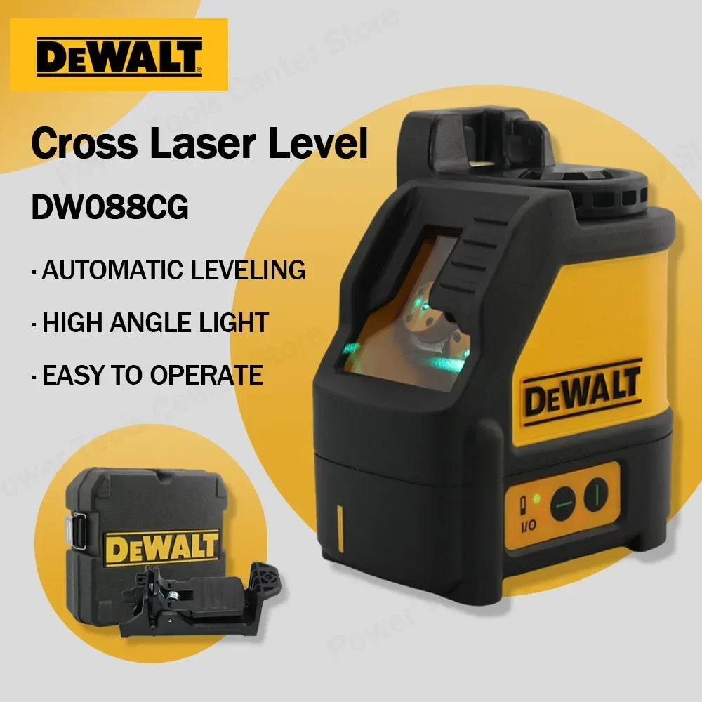 DEWALT Cross Laser Level DW088CG ในร่มและกลางแจ้งความแม่นยําสูง 2 เส้น Self Ieveling ลําแสงสีเขียวเลเซอร์ระดับเครื่องมือ