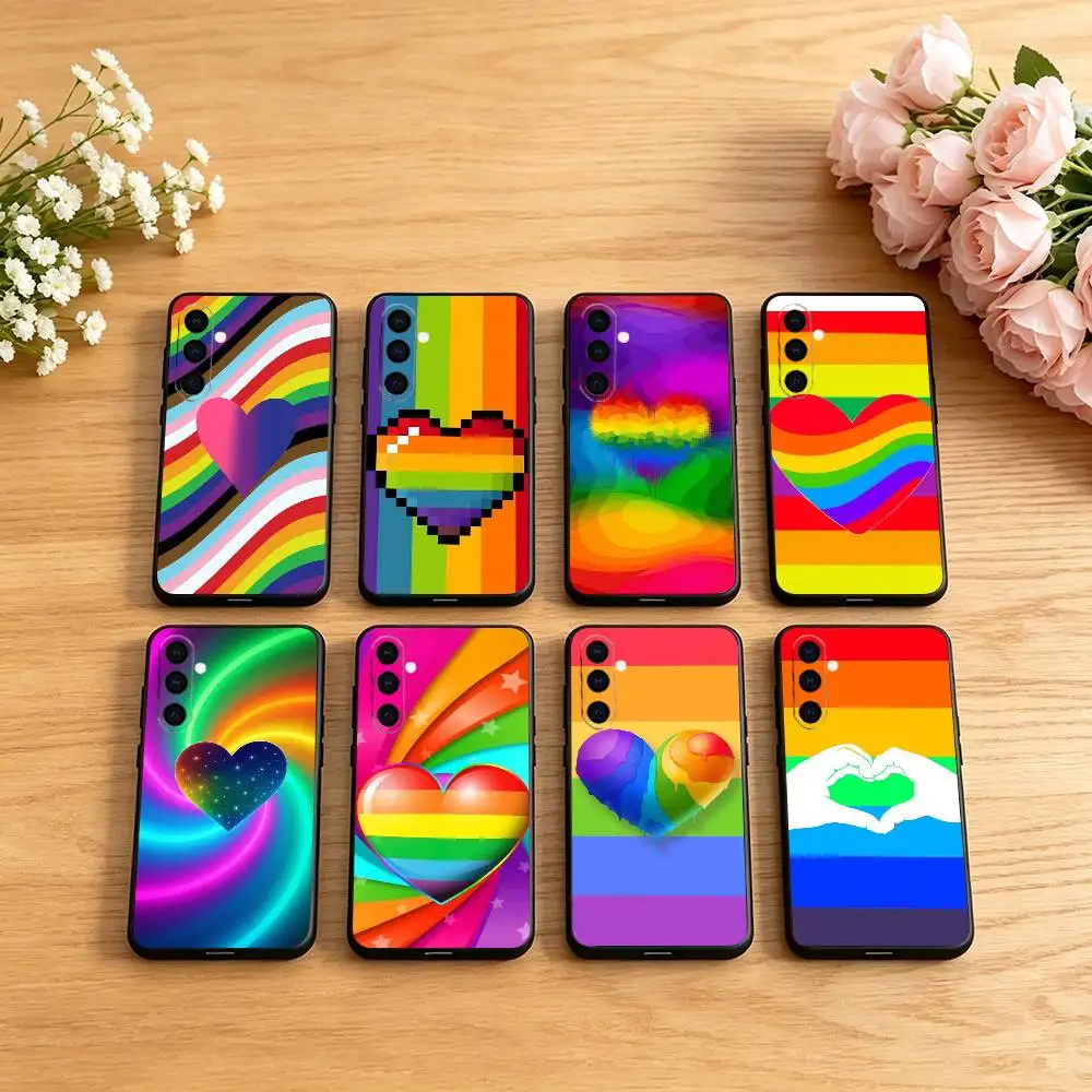 L-Lesbian LGBT Rainbow Pride Phone Case For Samsung Galaxy A73,A72,A71,A70,A53,A52,A51,Soft Silicone Black Cover
