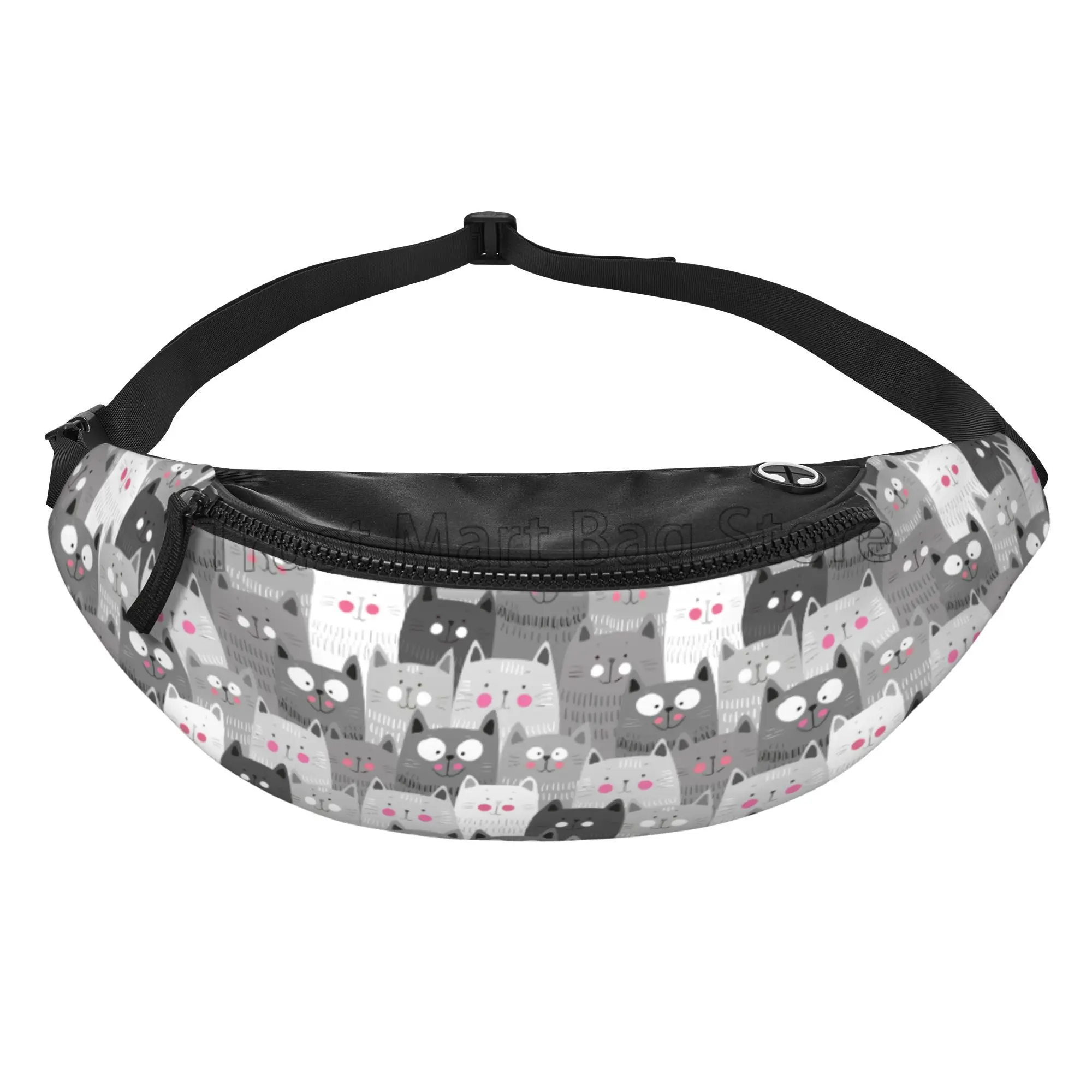 Kawaii Cats Casual Fanny Pack Voor Mannen Vrouwen Cartoon Anime Kat Borst Heuptas Met Verstelbare Riem Voor Reizen Sport Hardlopen