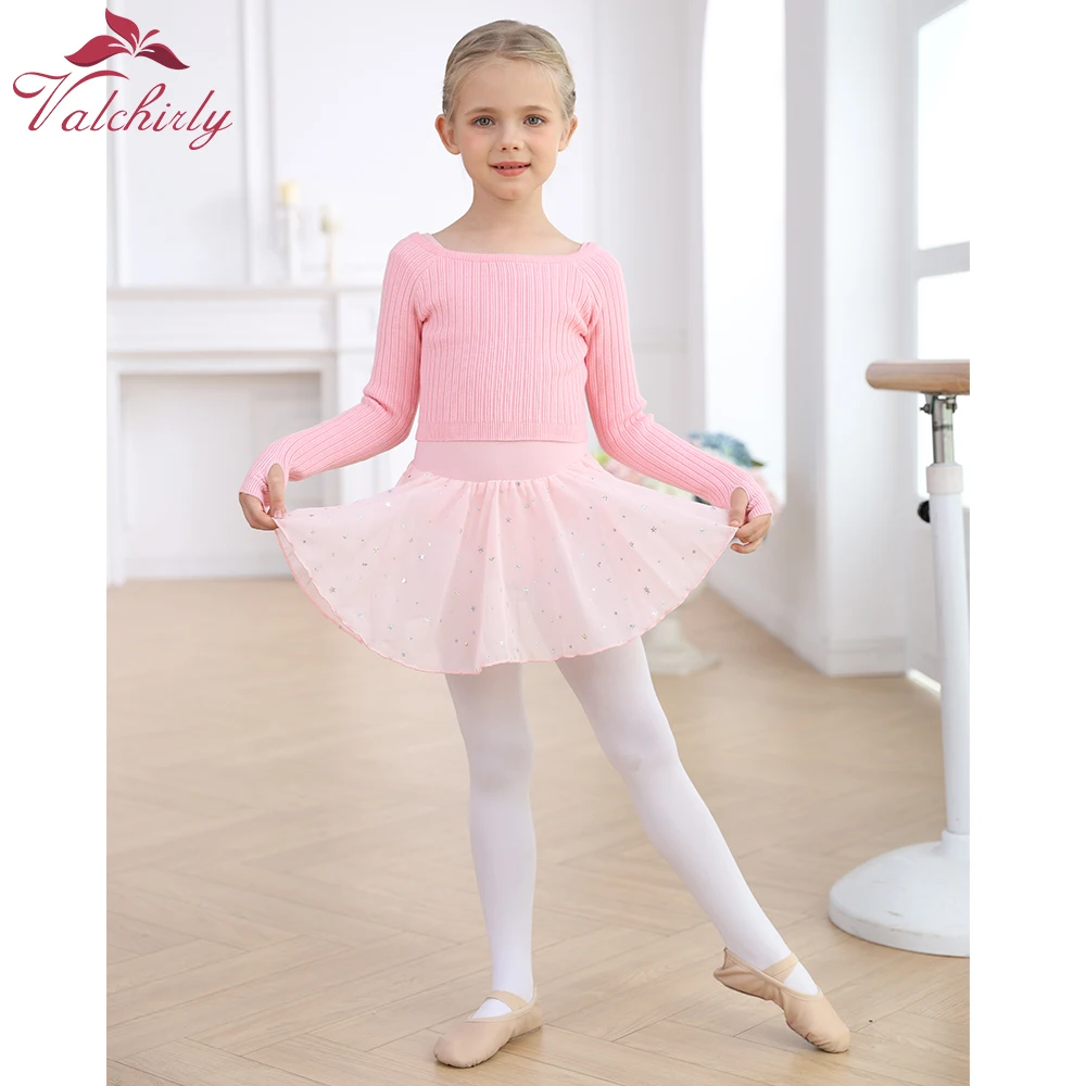 2023 Ballet Costume Kids Girls Sweater Dancewear Long Sleeves Warm Knitted Cardigan for Dancing