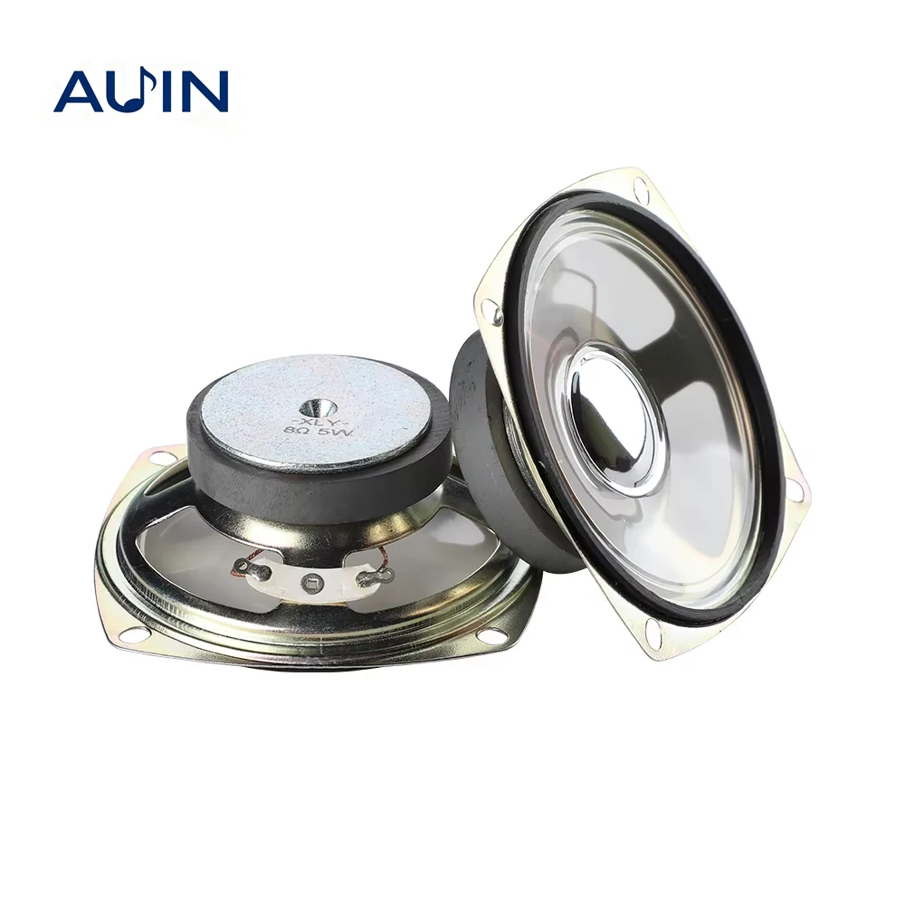 AUIN 2Pcs 3 Inch 78MM 8 Ohm 5W Square Speaker Midrange Waterproof Transparent Film For Voice Broadcast DIY Bluetooth Loudspeaker