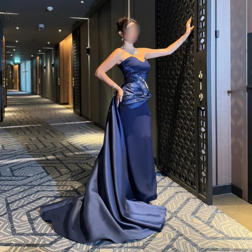 

Customized Matching Jersey Pleat Sequined Straight Strapless Long Dresses Bespoke Occasion Sizes Available Elegant