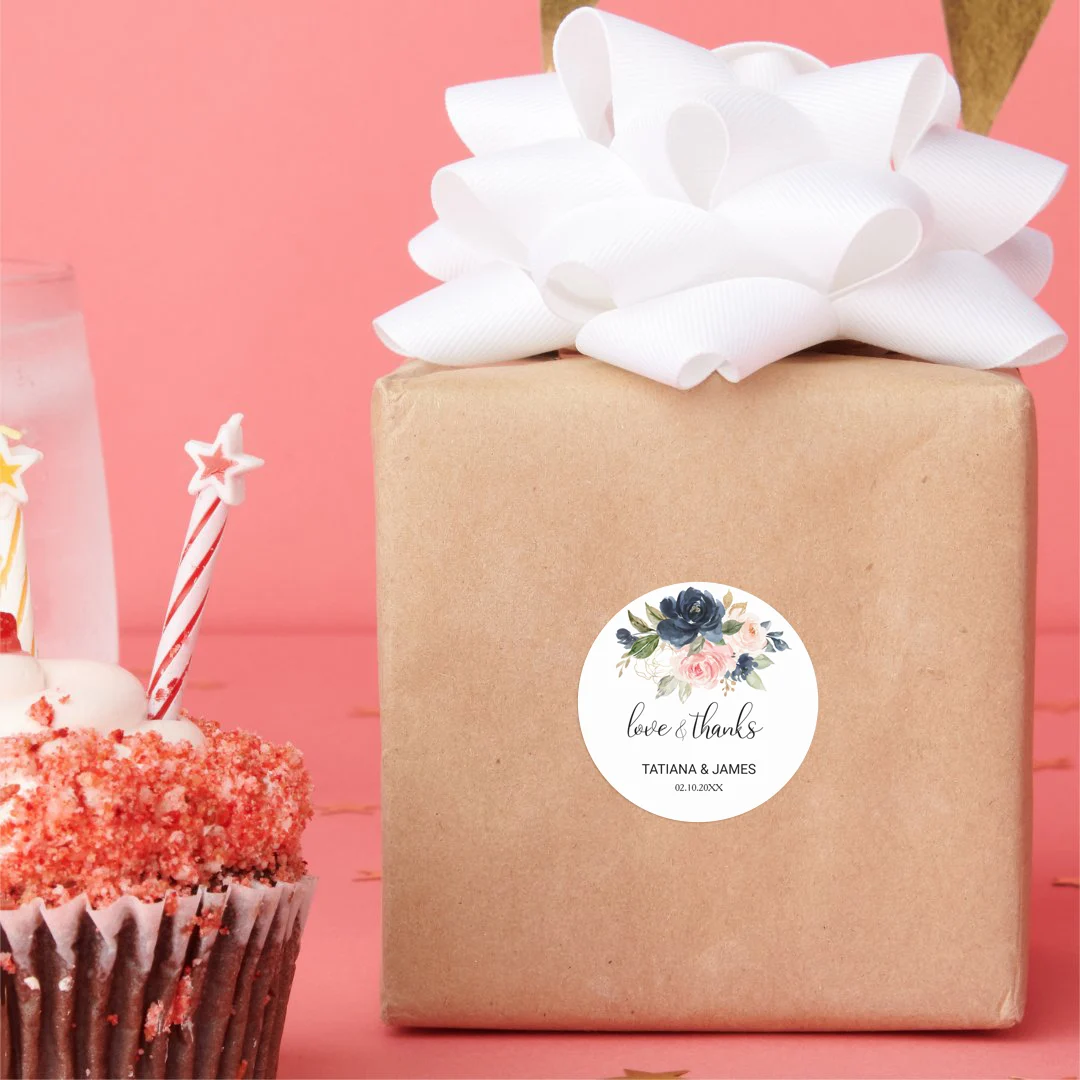 Custom Wedding Stickers-Personalized Floral Decals for Gift Box Decor,Party Supplies,DIY Craft Sealing Labels & Event Essentials