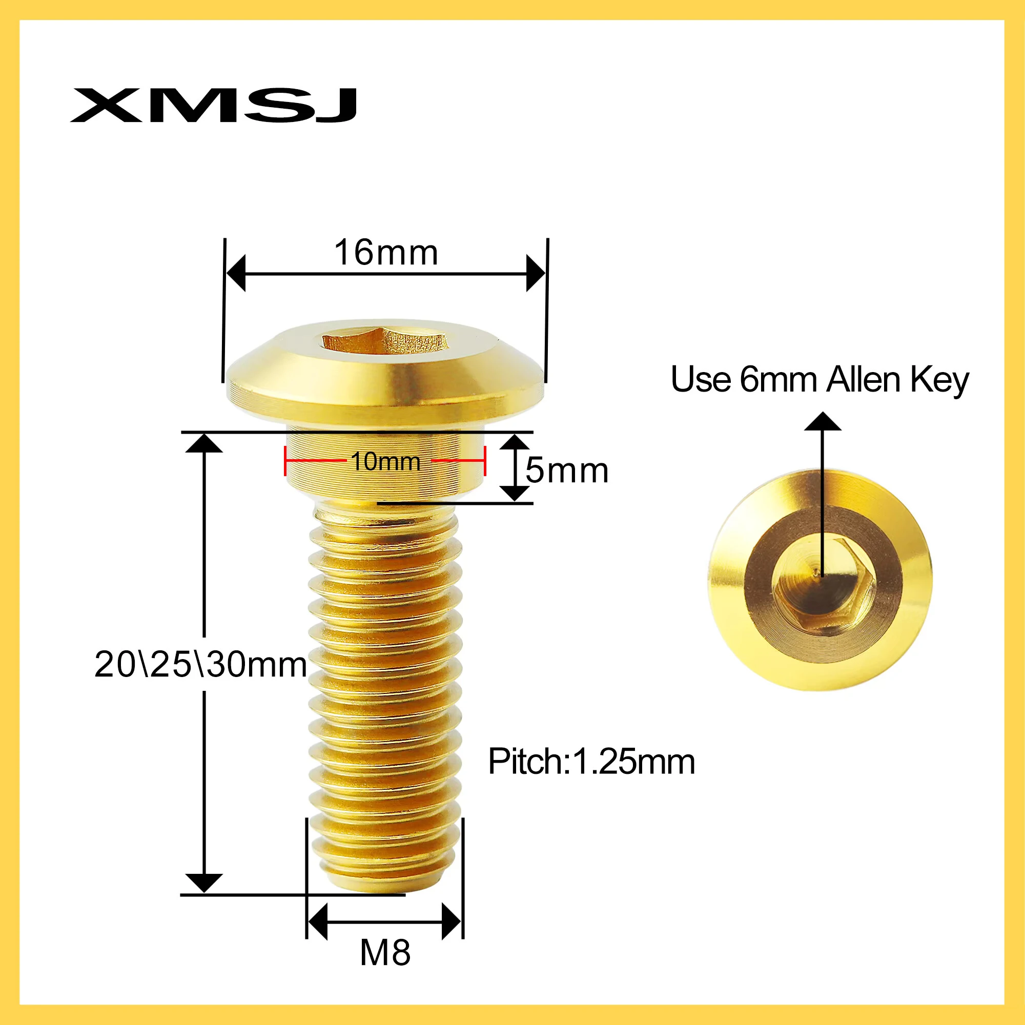 XMSJ Titanium Motorcycle Brake Disc Screw  M8*20 25 30mm Disc Brake Rotor Bolt for Suzuki Floating Wheel Disk Fixing  Fastener