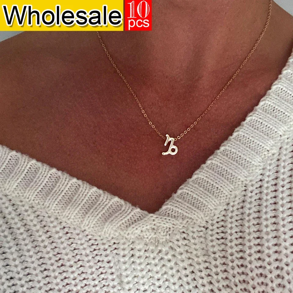 women 10PCS New Men Women 12 Horoscope Zodiac Sign Pendant Necklace Aries  Fashion Jewelry Christmas Gift Wholesale Direct