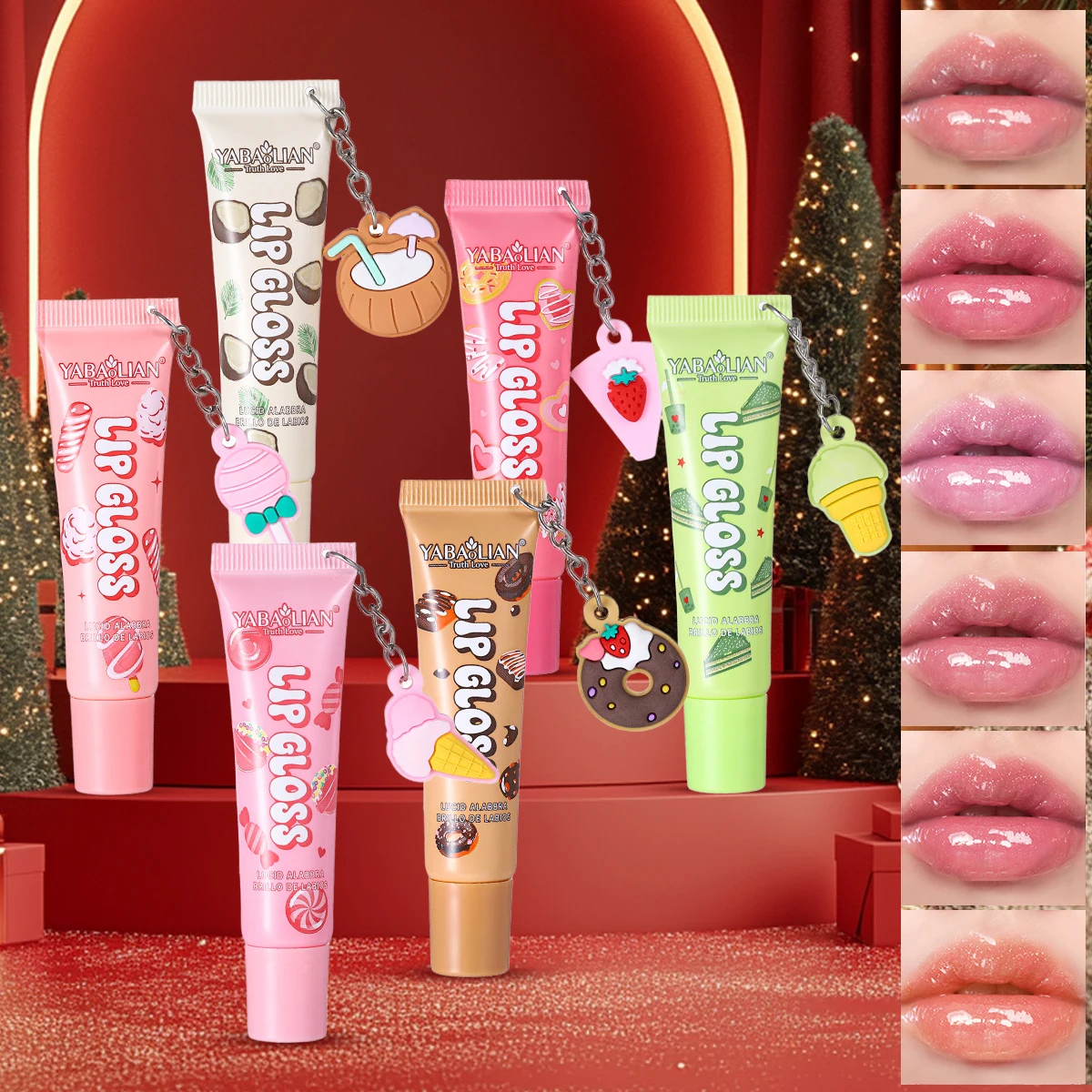 6 Colors Random Hair Moisturizing Fruit Scent Lip Gloss Long-Lasting Waterproof Liquid Lipstick Makeup Valentine's Day Gift