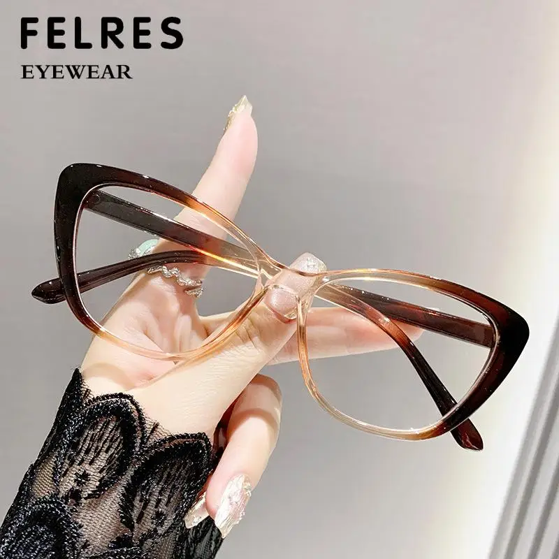 Fashion Cat Eye Gradient Frame Women Highly Diopter Reading Glasses Old People Finished Prescription Glasses 4.5 5.0 6.0 7.0 8.0