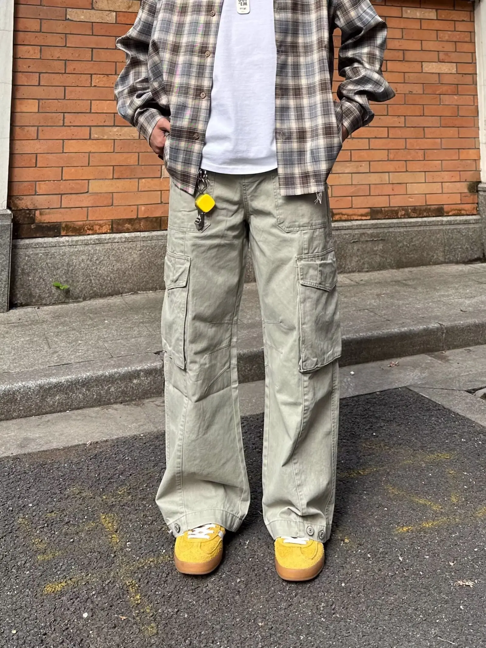 

American Retro Pleated Deconstructed Multi-ket Workwear Jeans Loose Straight Leg Wide Leg Casual Long Trousers for Men And...