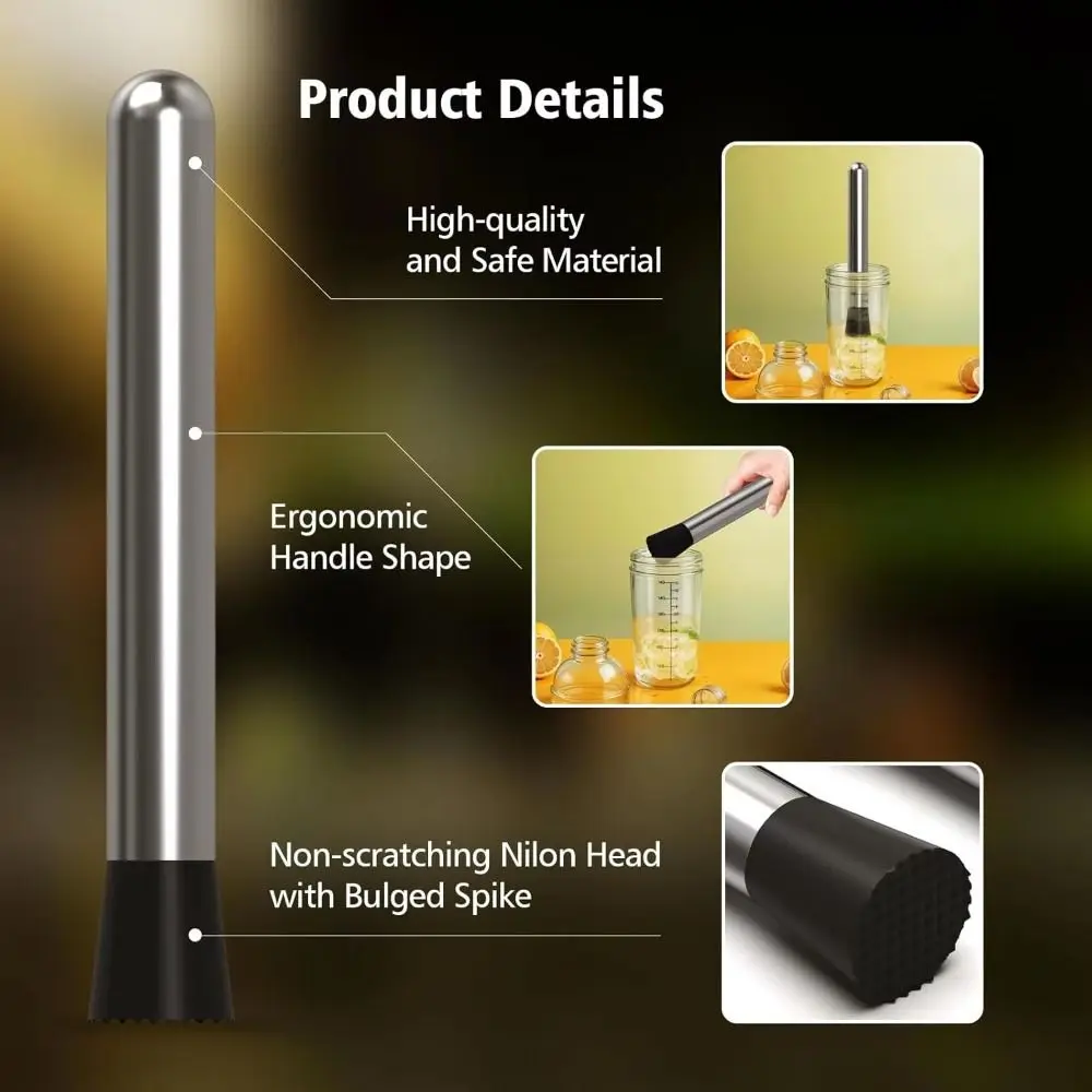 Creative Crushing Ice Hammer Stainless Steel Wear-resistant Bar Muddler Easy To Clean Durable Fruit Tea Muddler Home