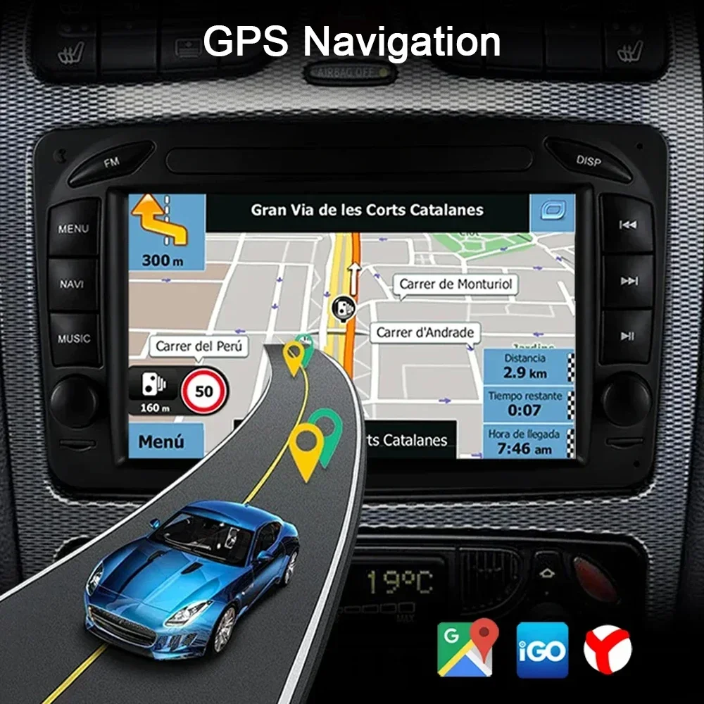 أندرويد 13 6G + 128G مشغل أسطوانات للسيارة راديو GPS لمرسيدس بنز C CLK الفئة W203 S203 C209 W209 رئيس وحدة السيارات ستيريو CarPlay
