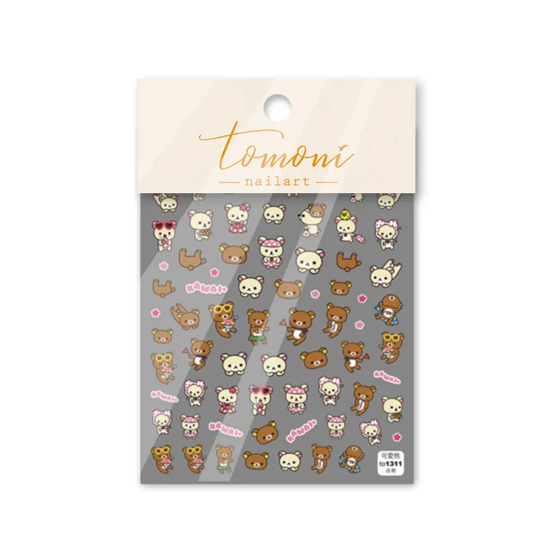 5D Nail Sticker Cute Bear Designs Nails Art Decals Decals for Nails Art Decorations Nail Foils Transfer Manicure Korea