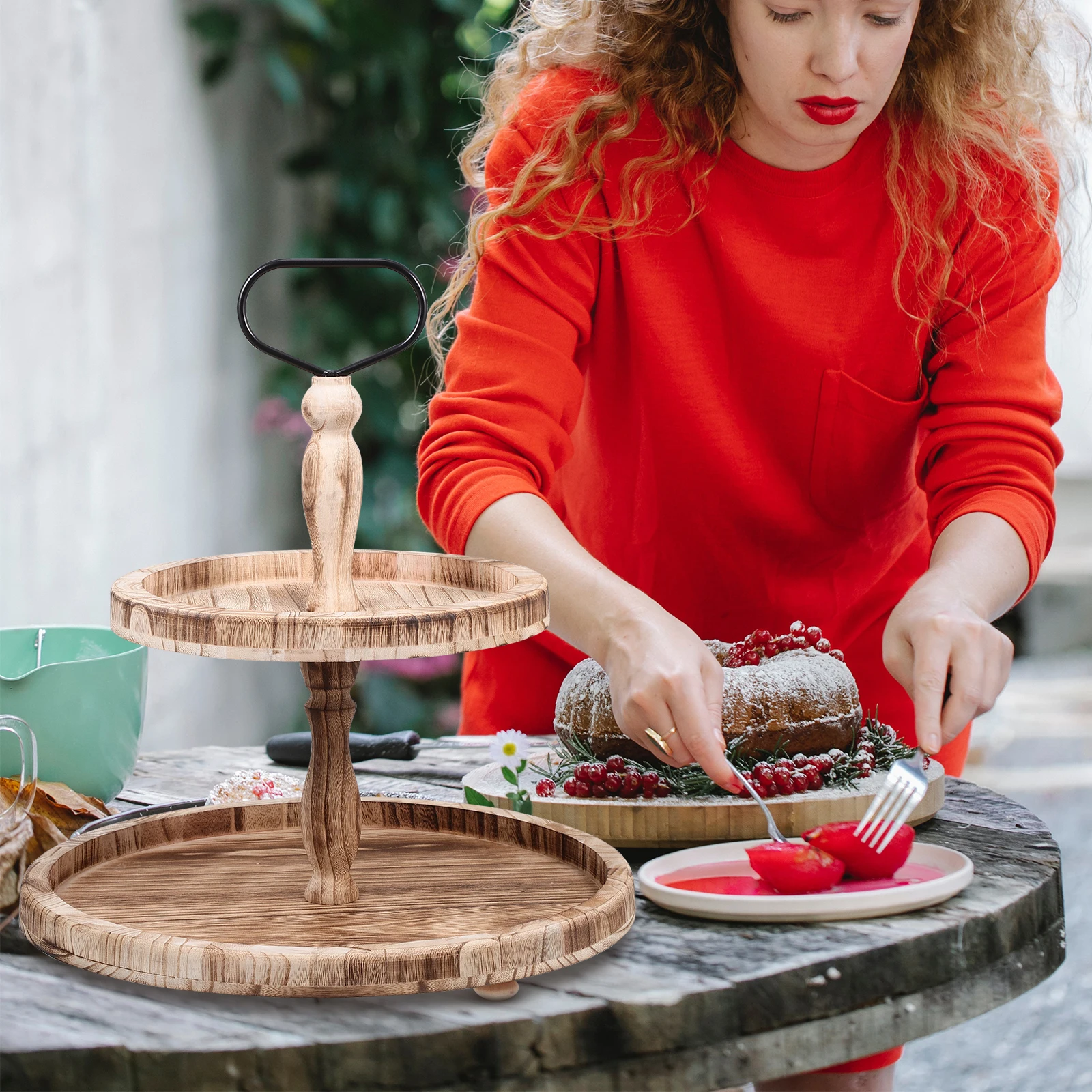 

Double Layer Fruit Stand Party Cake Display Shelf Exquisite Desktop Cupcake Holder Decorative 1Set Fruit Bowl Cupcake Stand