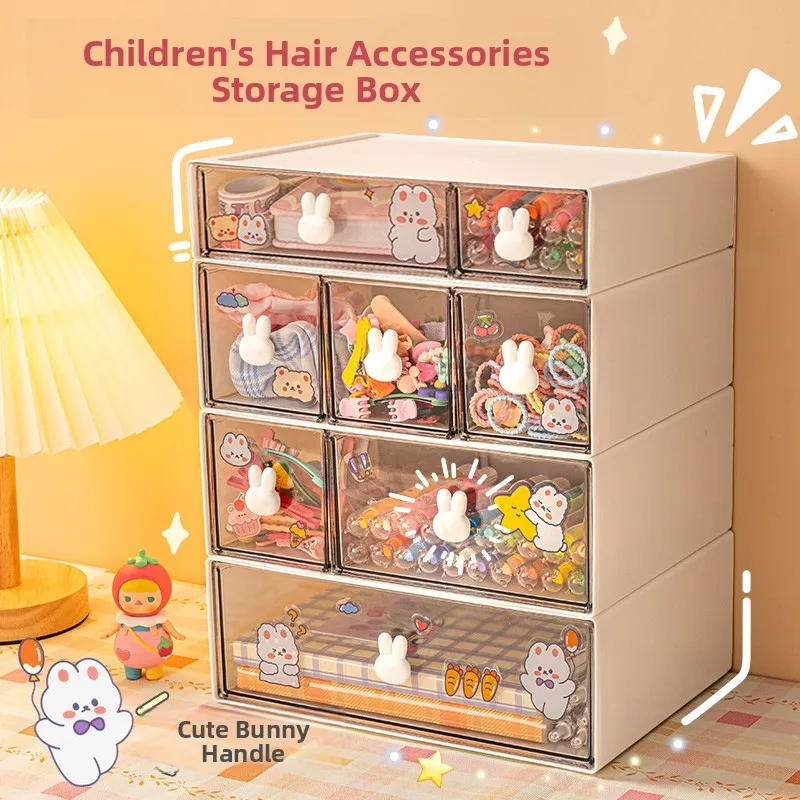 

Princess Style Children's Hair Accessories Storage Box Girl's Hair Ties Clips Bands Headbands Drawer Type Jewelry Box