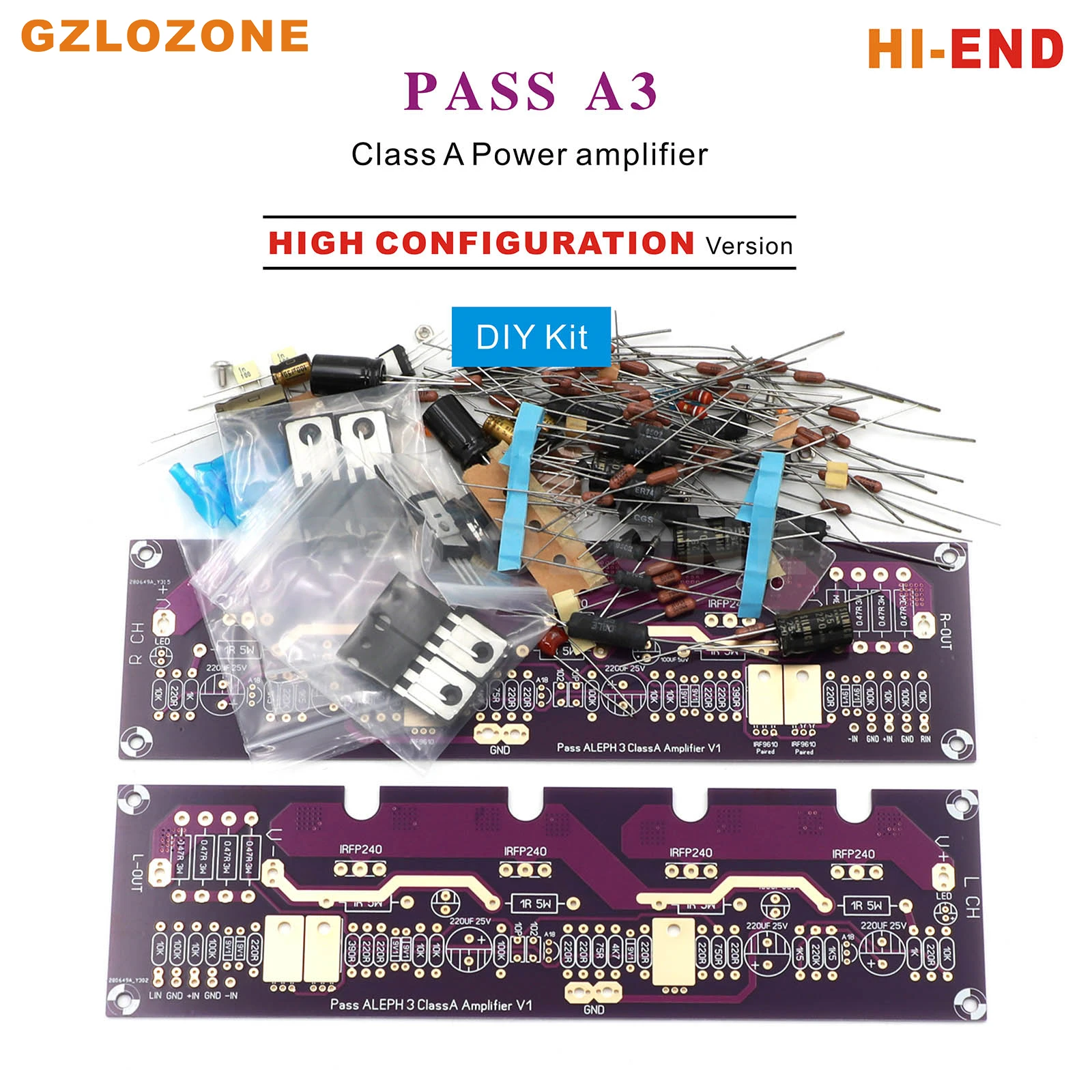 HI-END High configuration ver PASS A3 Pure Class A Power amplifier Base on PASS Labs aleph 3 DIY Kit/Finished board 30W+30W