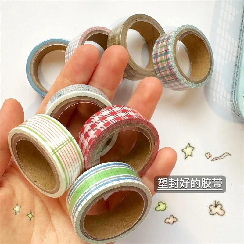 Korean Style Paper Tape Handbook Decoration Material Basic Checkered DIY Sticker Ins Style