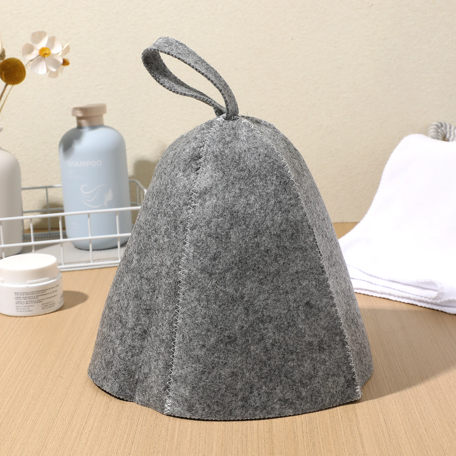 

2pcs Anti Heat Sauna Hat Thicken Wool Felt Shower Cap Hair Turban Quickly Towel Drying Towel Hats Sauna Bathroom Accessories