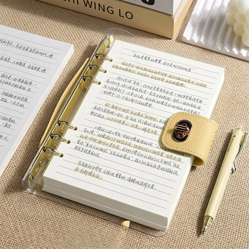 A5 6Holes DIY Binder Collect Book Diary Agenda Planner Cover With Inner Page Clip-on Faux leather Loose Leaf Notebook