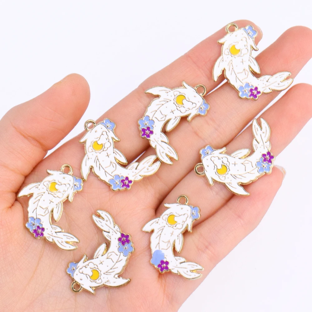 10Pcs Fashion Carp Koi Fish Enamel DIY Charms for Bag Earrings Keychain Necklace Jewelry Making Handmade Pendant Lucky Gift view 3