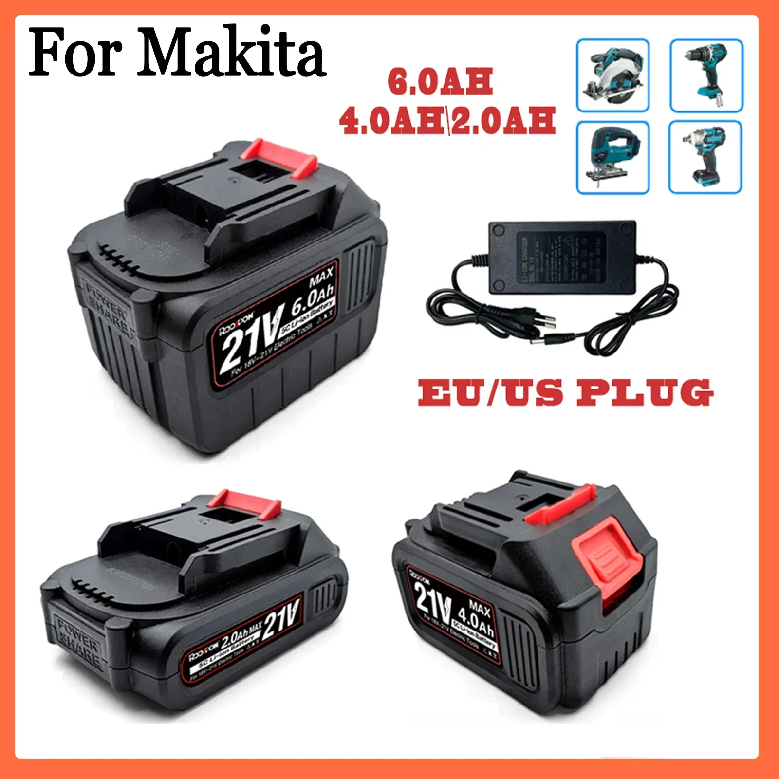 Battery 6A/4A/2A for Makita 18V 21V Battery Upgraded BL1830B BL1850B BL1850 BL1840 BL1860 BL1815 Replacement Lithium Battery