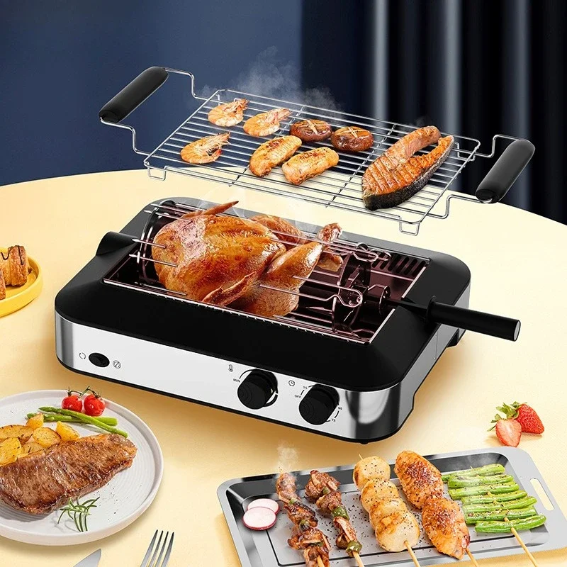Electric oven, household multi-function smokeless barbecue machine, skewer machine