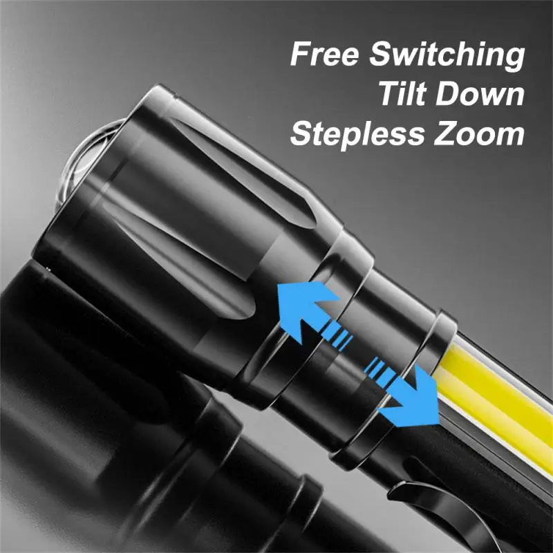 Mini Led Flashlight Torch Lamp Built In Battery Zoom Focus Lantern 2000 Lumen Adjustable Penlight Waterproof Outdoor LED Light