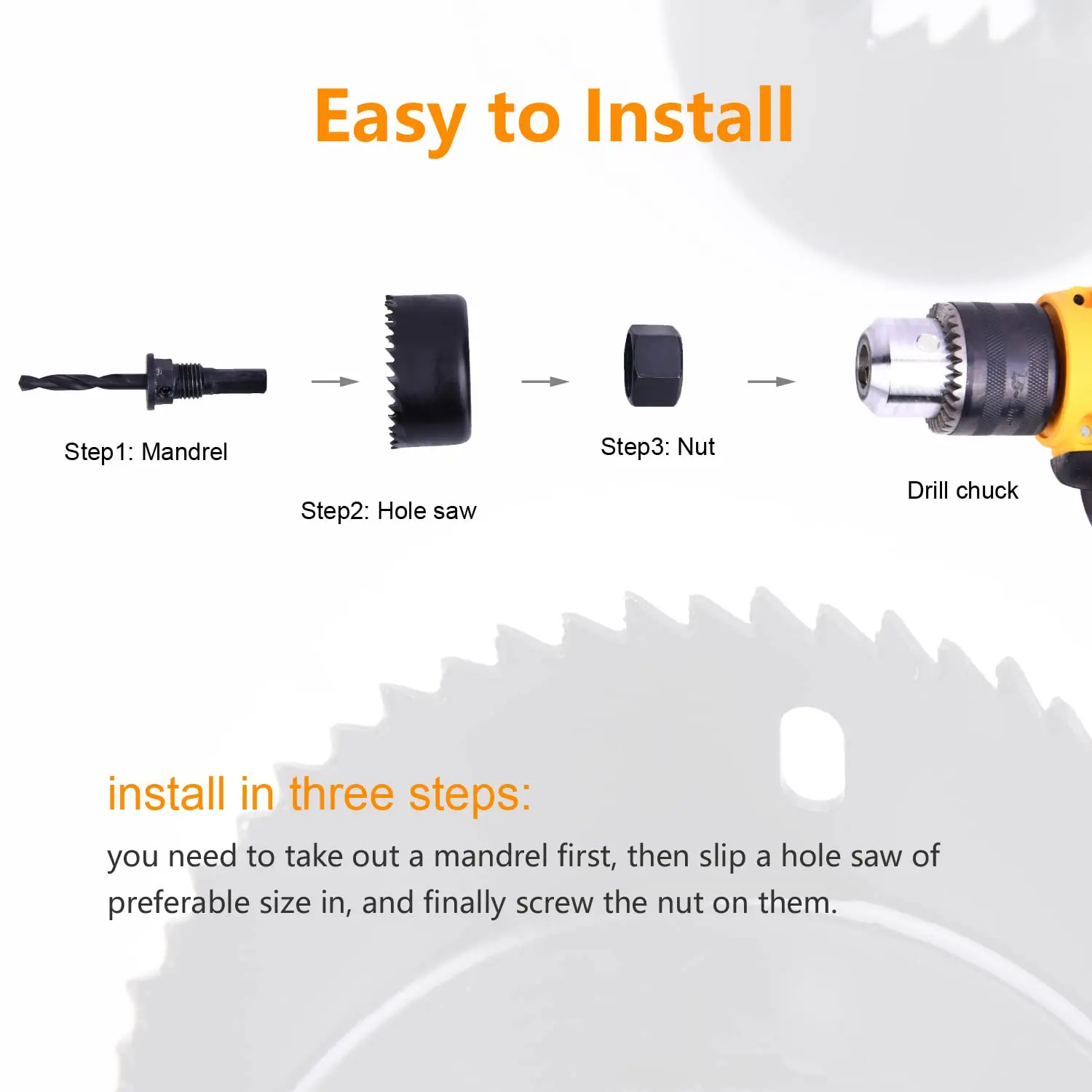 4 adet delik testere kiti 28/34/48/50mm delik kesici matkap ucu seti delik testere kesici ahşap plastik ahşap kesici ağaç İşleme merkezi matkap ile