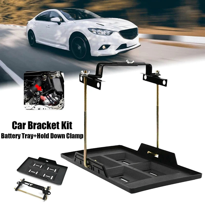 

Universal Battery Tray Bracket Storage Battery Holder Tray Mount Hold Down Clamp Bracket Kit Car Accessory For Auto SUV