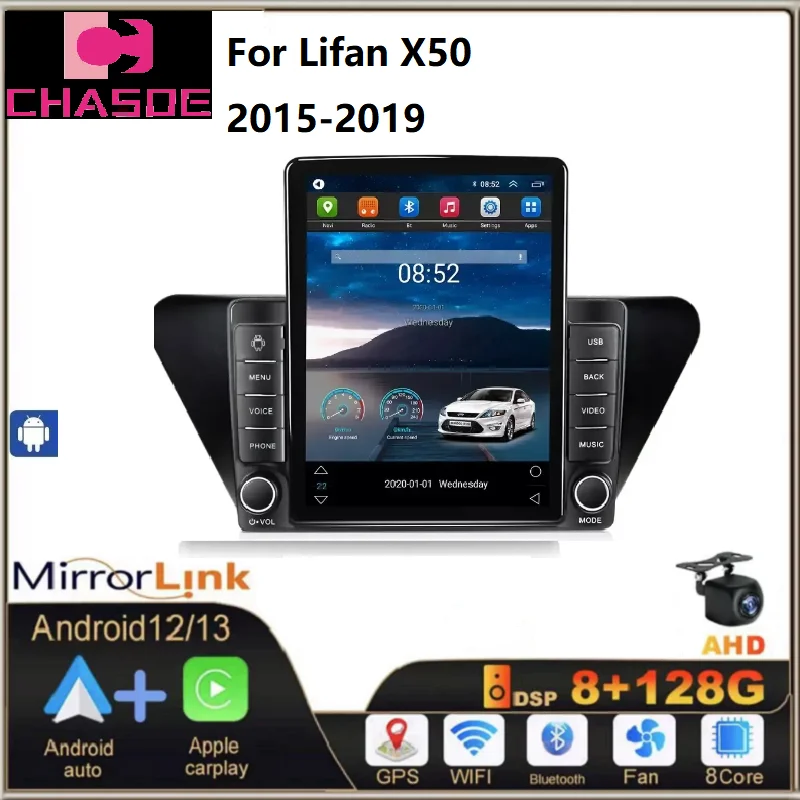 Автомобильное радио Tesla BT Stereo AM FM для Lifan X50 2015-2019 8 + 128G зеркальное звено с разделенным экраном 360 камера Android автомобильное радио