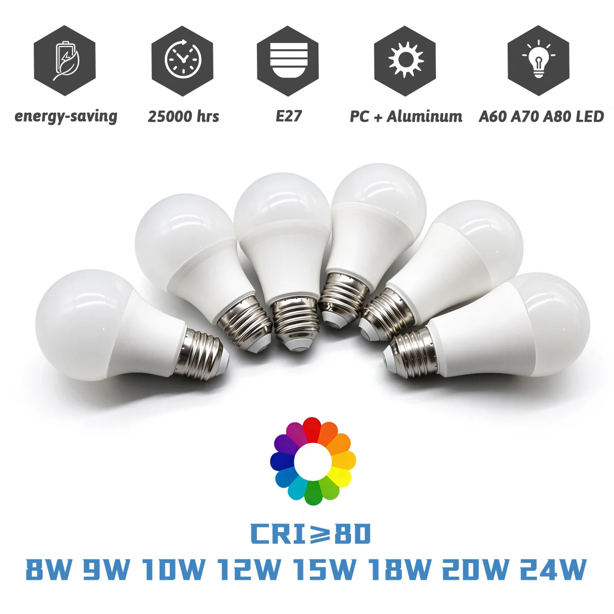 E27 LED Light Bulbs 2–20 Pack, AC220V True Rated Power, Multi Wattage 8W 9W 10W 12W 15W 18W 20W 24W for Foyer & Home Lighting