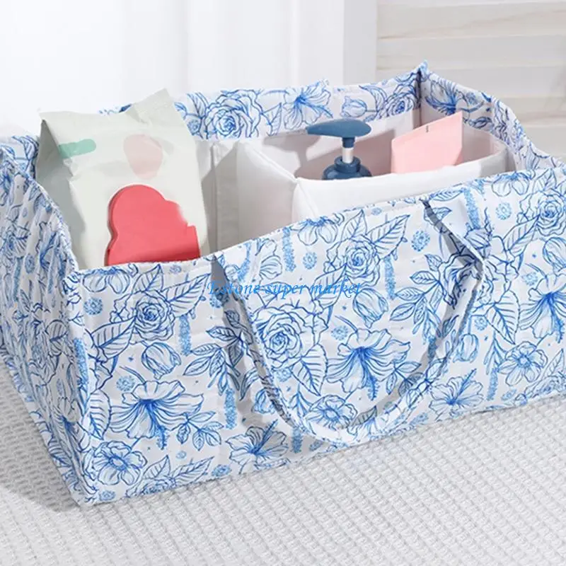 090B منظم حفاضات قطني متعدد الأغراض مع حامل ملابس أطفال بتصميم قابل للطي